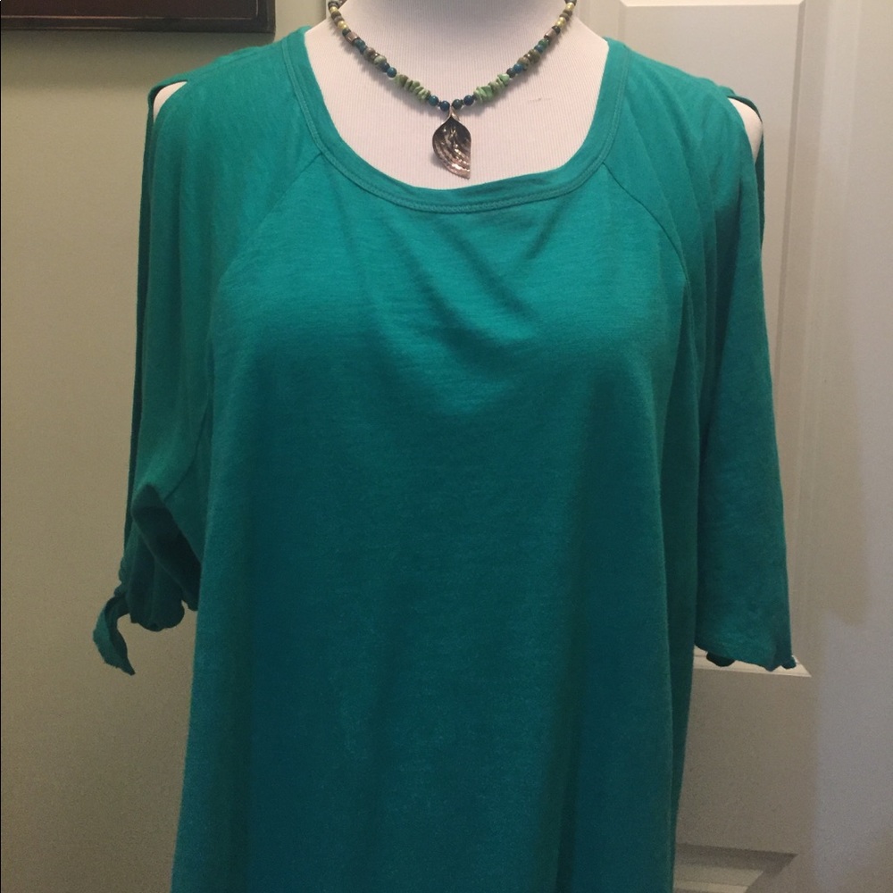 Loft 100 percent cotton cold shoulder tee